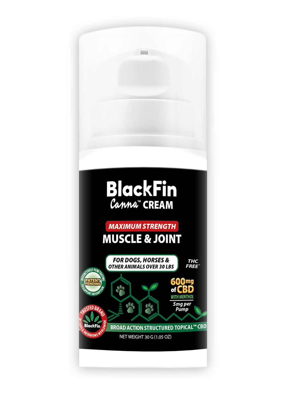 BlackFin Canna Cream Maximum Strength Muscle and Joint - 600mg of CBD