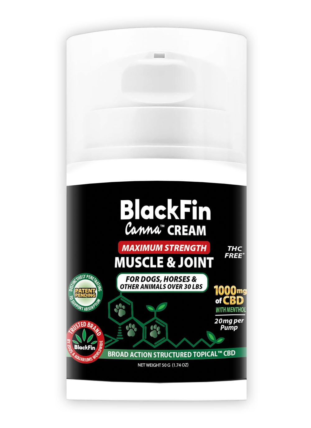BlackFin Canna Cream Maximum Strength Muscle and Joint - 1000mg of CBD